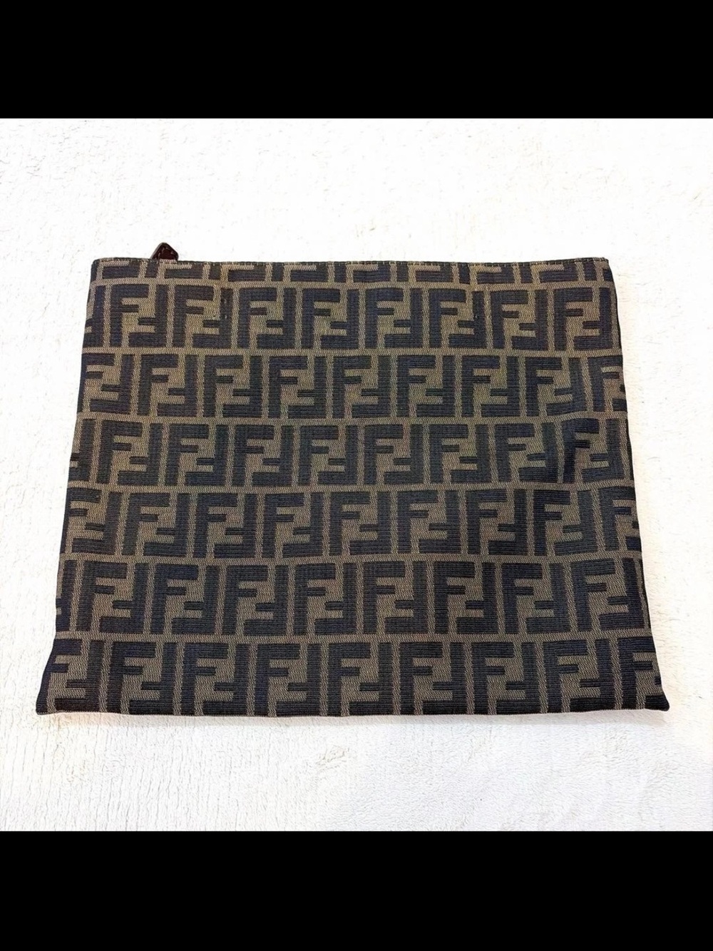 Fendi FF Canvas Toiletry Pouch in Brown and Black